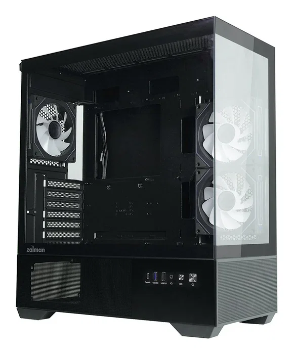 Zalman Chronix Black Caja PC Midi Tower ATX Negro con Panel de Vidrio Templado, Ventiladores ARGB 3x120mm, Puerto USB 3.2 Gen 2 Type-C y Soporte para Radiadores de hasta 360mm