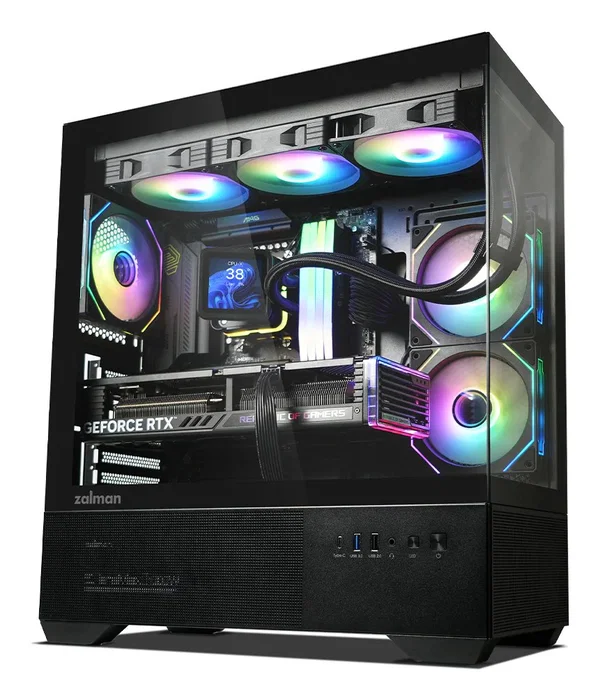 Zalman Chronix Black Caja PC Midi Tower ATX Negro con Panel de Vidrio Templado, Ventiladores ARGB 3x120mm, Puerto USB 3.2 Gen 2 Type-C y Soporte para Radiadores de hasta 360mm