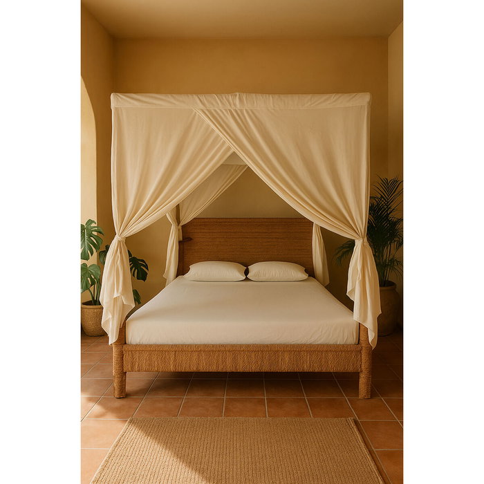 DKD Home Decor Cama de Fibra de Banana y Teca 209x188x198 DKD Home Decor Cama de Fibra de Banana y Teca 209x188x198
