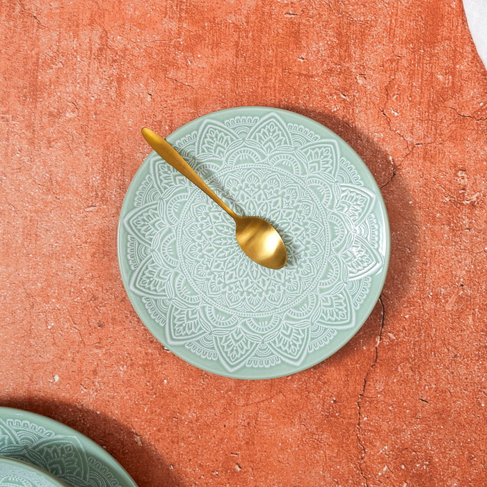 Home Deco Factory Plato Postre Verde Mirage Cerámica Diámetro 19,5 cm
