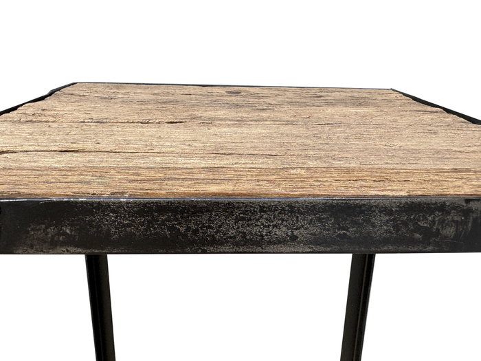 DKD Home Decor Mesita Auxiliar Rustik nat 2c24 Natural Negro Hierro Madera 38x75x38 cm Set de 2