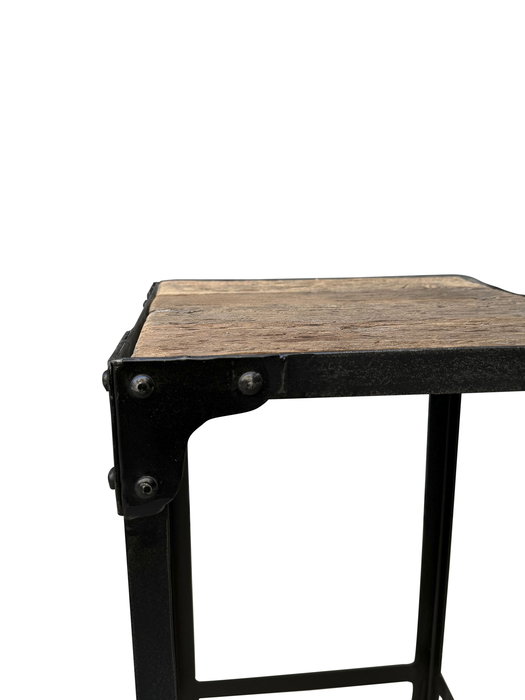 DKD Home Decor Mesita Auxiliar Rustik nat 2c24 Natural Negro Hierro Madera 38x75x38 cm Set de 2