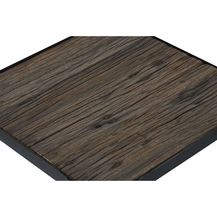 DKD Home Decor Set de 2 Mesitas Auxiliares de Hierro Reciclado y Madera