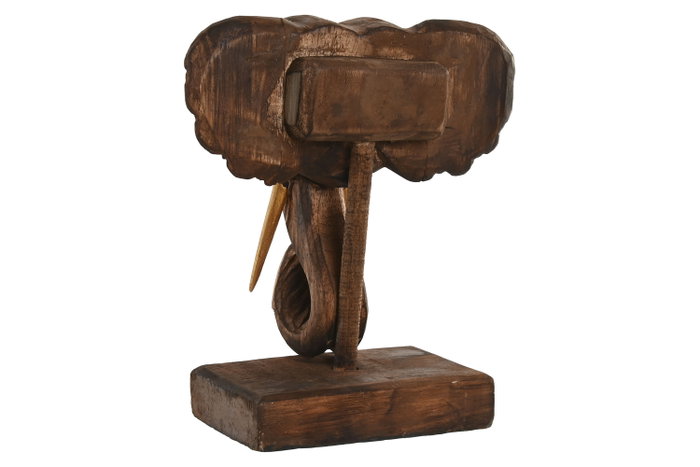 DKD Home Decor Figura de Elefante en Albasia Natural y Dorado