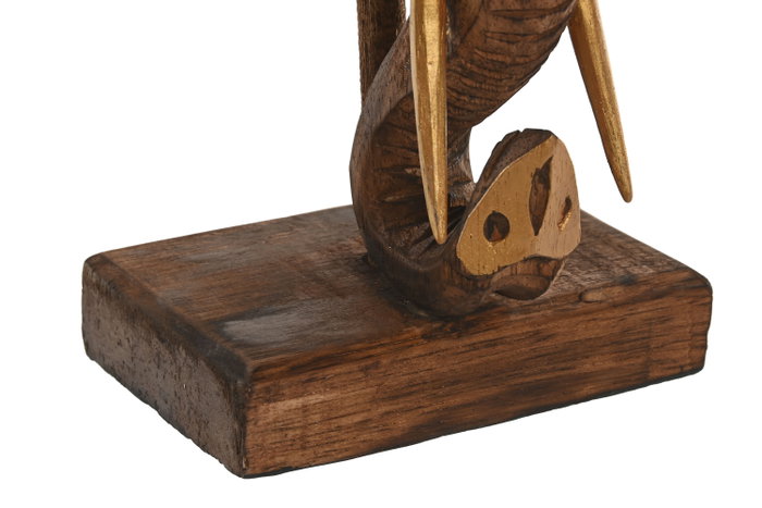 DKD Home Decor Figura de Elefante en Albasia Natural y Dorado