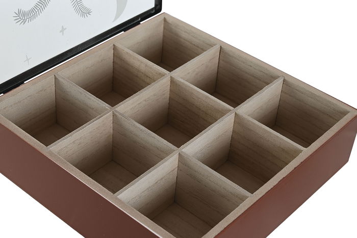 DKD Home Decor Calima 2023 Boho Caja para Infusiones Terracota Beige 24 x 6.5 x 24 cm