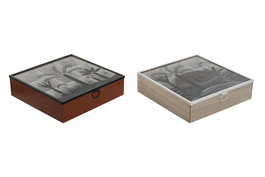 DKD Home Decor Calima 2023 Boho Caja para Infusiones Terracota Beige 24 x 6.5 x 24 cm