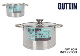 Inde Hermes Cacerola de Acero Inoxidable con Tapa 22 cm (4L) - Pack de 4 Unidades