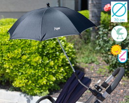 KioKids Sombrilla Universal para Carrito de Bebé Negra con Protección UV y Bolsa de Almacenamiento