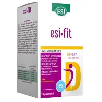 ESi Es Fit Depura Pocket Drink 24 Sobres - Complemento Depurativo con Alcachofa, Cardo Mariano, Sabor Naranja Sanguina, Apto Veganos ESi Es Fit Depura Pocket Drink 24 Sobres - Complemento Depurativo con Alcachofa, Cardo Mariano, Sabor Naranja Sanguina, Apto Veganos