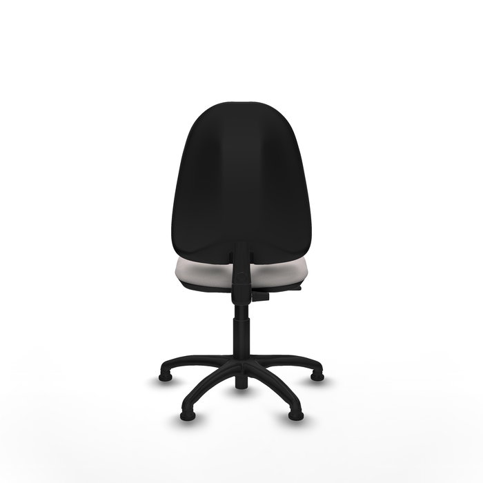 Silla de oficina Algarra con mecanismo Contacto permanente básico tapizada con Similpiel color Blanco. Equipada con Base poliamida negra, Sin brazosy Topes