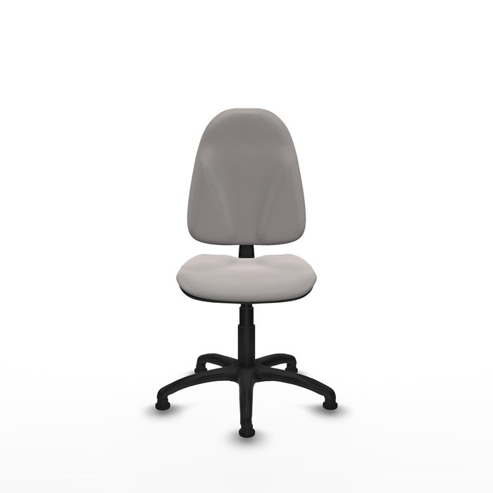 Silla de oficina Algarra con mecanismo Contacto permanente básico tapizada con Similpiel color Blanco. Equipada con Base poliamida negra, Sin brazosy Topes