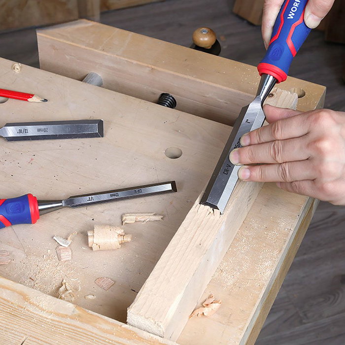 Workpro Juego de Formones 3 Piezas Madera Acero Cromo-Vanadio 12/20/25 x 267 mm Workpro Juego de Formones 3 Piezas Madera Acero Cromo-Vanadio 12/20/25 x 267 mm