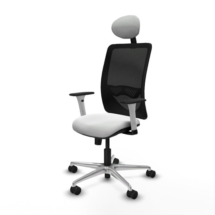 PIQUERAS Y CRESPO Silla de oficina Zulema con mecanismo Sincro, Tela Blanca y Malla Negra PIQUERAS Y CRESPO Silla de oficina Zulema con mecanismo Sincro, Tela Blanca y Malla Negra