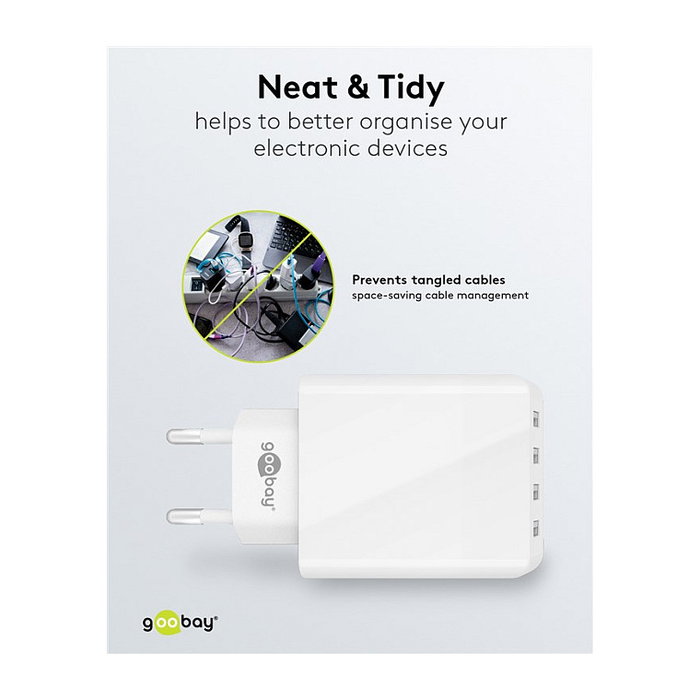 GOOBAY Cargador de red con 4 puertos USB, 30W, blanco GOOBAY Cargador de red con 4 puertos USB, 30W, blanco
