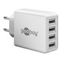 Goobay Adaptador de red USB A de 4 puertos, 30W, blanco