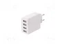 GOOBAY Cargador de red con 4 puertos USB, 30W, blanco