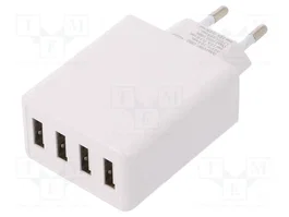 GOOBAY Cargador de red con 4 puertos USB, 30W, blanco