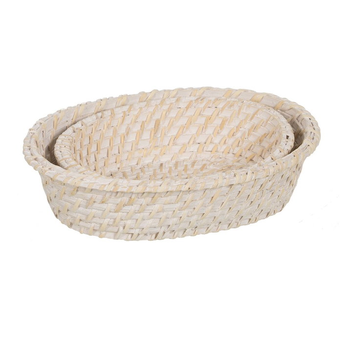 S/2 Bandeja Blanco Fibra Natural 29 X 22 X 7 cm S/2 Bandeja Blanco Fibra Natural 29 X 22 X 7 cm