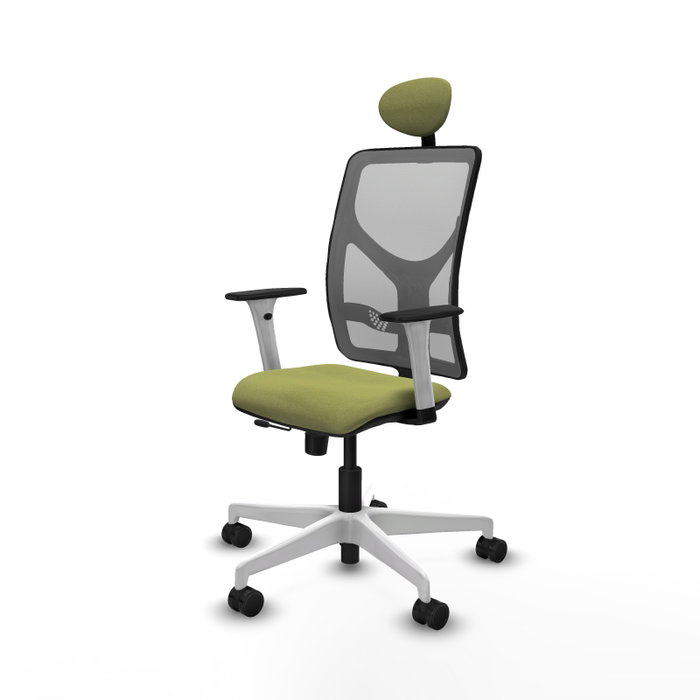 PIQUERAS Y CRESPO Silla de oficina Motilla con mecanismo Sincro/Traslack, Verde oliva y Gris