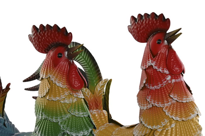 DKD Home Decor Figura de Metal Gallo Multicolor Pack de 2 DKD Home Decor Figura de Metal Gallo Multicolor Pack de 2