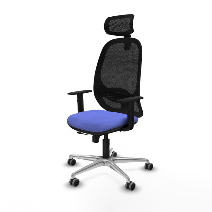 PIQUERAS Y CRESPO Silla de oficina Cilanco con mecanismo Sincro/Traslack, Azul claro y Negro