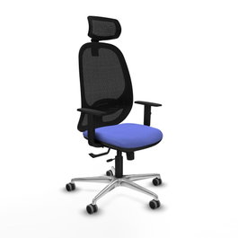 PIQUERAS Y CRESPO Silla de oficina Cilanco con mecanismo Sincro/Traslack, Azul claro y Negro
