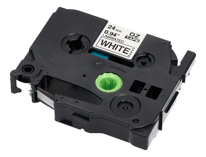 Q-connect Cinta TZE-251 Blanco-Negro 24mm 8m