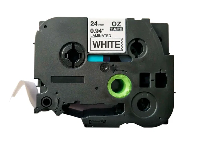 Q-connect Cinta TZE-251 Blanco-Negro 24mm 8m
