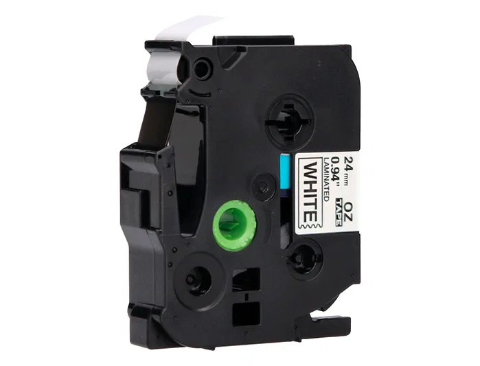 Q-connect Cinta TZE-251 Blanco-Negro 24mm 8m