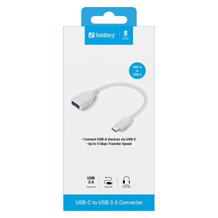 Sandberg USB-C to USB 3.0 Converter Blanco Sandberg USB-C to USB 3.0 Converter Blanco
