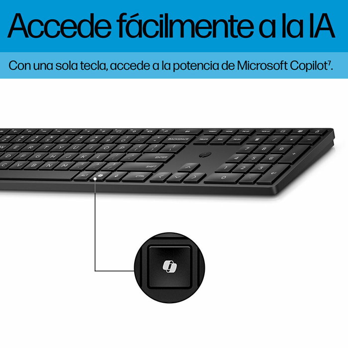 HP Combo 655 Teclado y Ratón Inalámbricos Negro, 4000 DPI, 2.4 GHz