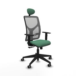 PIQUERAS Y CRESPO Silla de oficina Motilla con mecanismo Sincro, Verde esmeralda y Gris