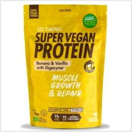 ISWARI Super Vegan Protein Fitness Batido Platano-Vainilla 350Gr Vegano Sin Gluten Post-Entrenamiento