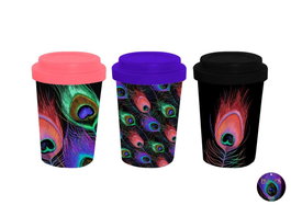 DKD Home Decor Taza de Porcelana Peacock Surtido de 6 Unidades