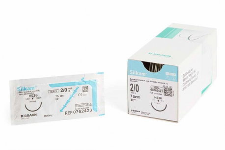 B. Braun Sutura SILKAM BLACK 3/0 HS26 75cm 12UD