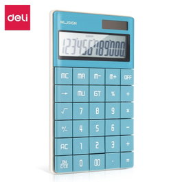 Deli Calculadora ENS041 de 12 dígitos, blanca con alimentación solar