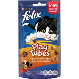 Purina Felix Play Tubes Snack Para Gato - Sabor Pollo e Hígado - 8 x 50 gr