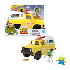 Imaginext Vehículo Pizza Planet Toy Story con Buzz Lightyear y Alien con lanzador de proyectiles de pizza