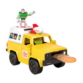 Imaginext Vehículo Pizza Planet Toy Story - Buzz Lightyear y Alien - Camión lanzapizzas - Juguete +3 años