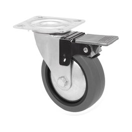 Rueda para mobiliario serie EMILY 50 mm goma gris placa con freno 45 kg