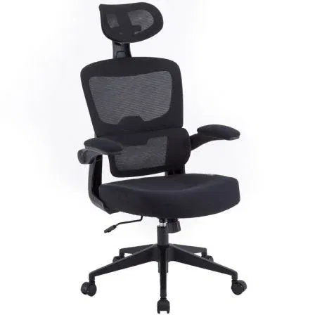Woxter Silla Gaming Ergo Negra Ergonómica Altura Ajustable Soporte Cervical Reposabrazos Abatibles Malla Transpirable Ruedas Antiarañazos