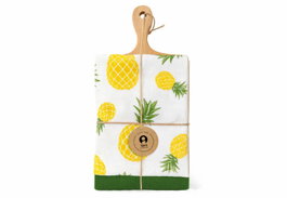 DKD Home Decor Set de 3 Paños de Algodón y Madera de Pino con Piñas