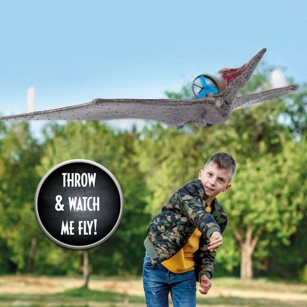 Mattel Jurassic World Power Flight Pteranodon Dinosaurio Volador con Batería, 60 cm, Hasta 30 Vuelos, Figura de Colección