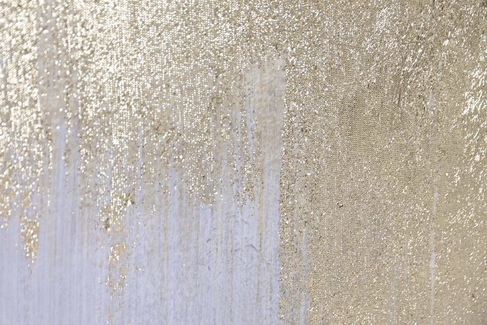 DKD Home Decor Cuadro Lienzo Pintado a Mano Gris y Dorado