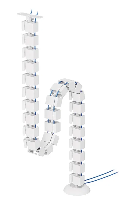 Neomounts ADS06-130WH Organizador Vertebral de Cables, Guía para Escritorio, Color Blanco, Montaje con Tornillos, 27 Segmentos Flexibles, 1 Pieza