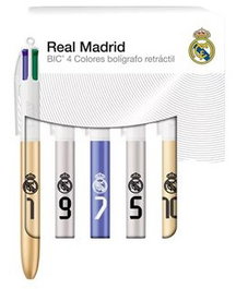 BIC Blister de 5 bolígrafos retráctiles 4 colores Real Madrid F.C.</h1>