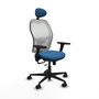 PIQUERAS Y CRESPO Silla de oficina Jorquera con mecanismo Sincro/Traslack, Azul claro y Blanco