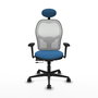 PIQUERAS Y CRESPO Silla de oficina Jorquera con mecanismo Sincro/Traslack, Azul claro y Blanco