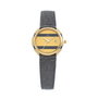 Tetra Reloj 111 con correa de cuero gris y caja dorada